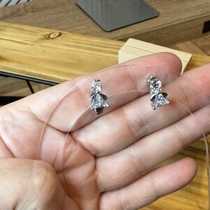 Elegant Sterling Silver and Crystal Angel Earrings